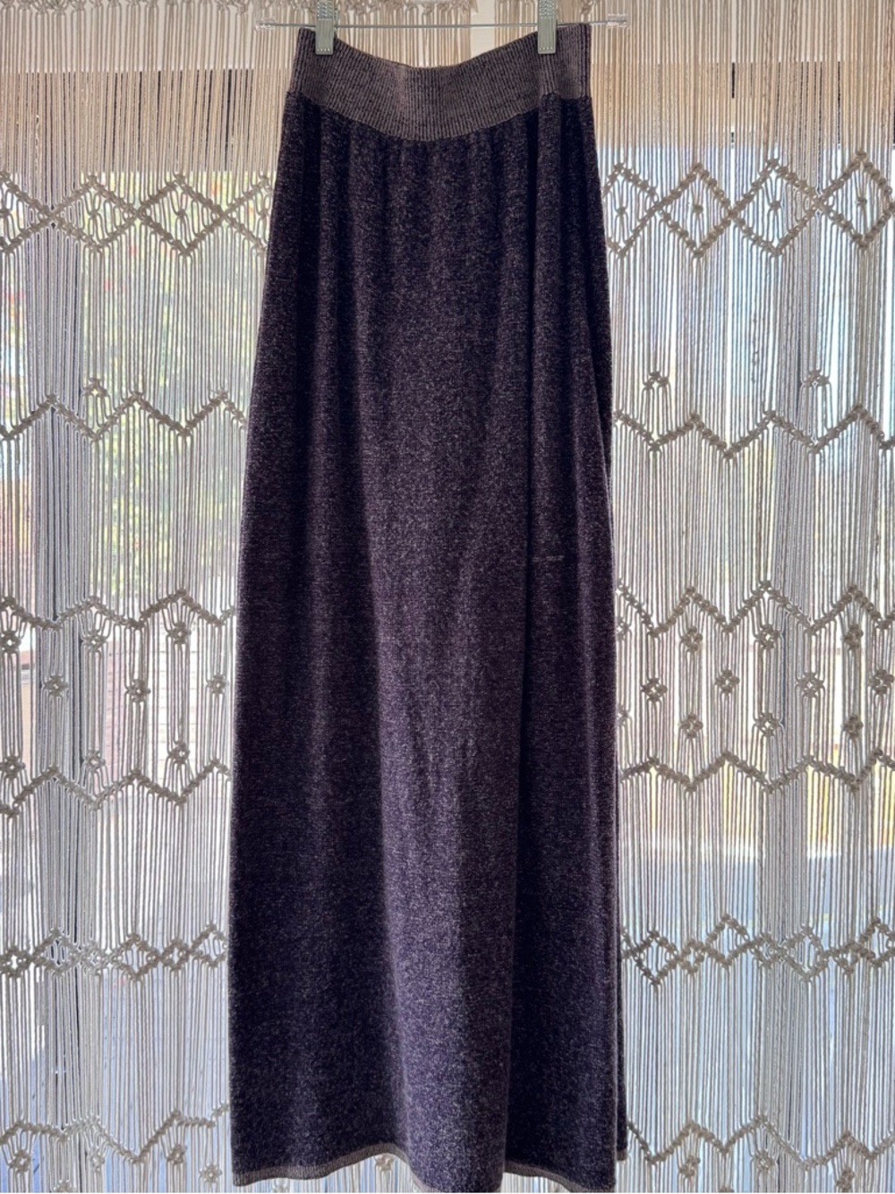 Anthropologie Long Knit Maxi Skirt in Dark Plum